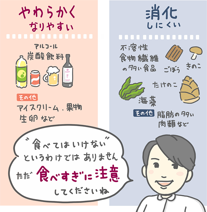 やわらかくなりやすい・消化しにくい食品